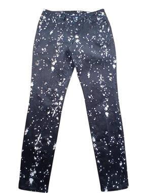 Vince Camuto Paint Splatter Jeans Womens 6 Black Skinny Y2K Grunge 28x30